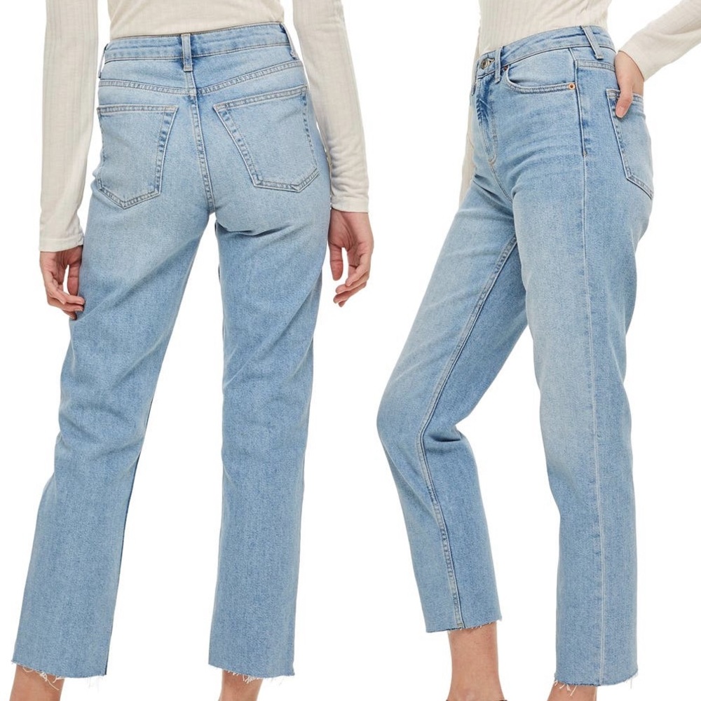 Topshop Crop Raw Hem Straight Leg Jeans